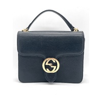 Gucci Dollar Calfskin Interlocking G Chain Shoulder Bag Small Black