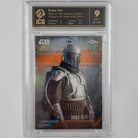 2022 Topps Chrome The Mandalorian Boba Fett Orange Refractor Armored & Ready AR-2 /25 ICG Mint 9