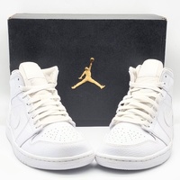 Nike Air Jordan 1 Mid Triple White 2020 Size 8 Leather 554724-130