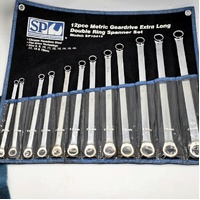SP Tools 12pc Extra Long Metric Geardrive Spanner Set Wrench Kit 8-19mm