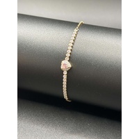 Ladies Stainless Steel Rose Gold Finish Swarovski Tennis Bracelet