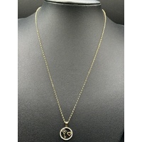 Ladies 9ct Yellow Gold Belcher Link Chain & Circle Pendant 
