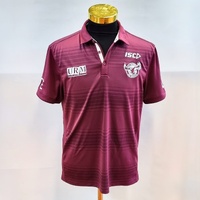 2017 Manly Warringah Sea Eagles NRL Media Polo Shirt ISC Maroon Size M Gym Sport