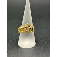 Unisex 14ct Yellow Gold Natural Diamond Ring