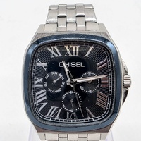 Chisel Mens Quartz Watch Stainless Steel Roman Numeral Black Dial 5829298