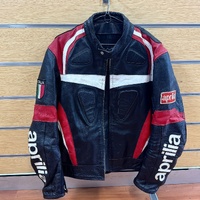 Aprilia Racing Italia Men's Leather Motorcycle Riding Jacket Black Red XL