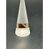 Mens 9ct Yellow Gold Diamond Signet Ring