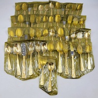 Vintage Cellini Romanesque Golden Japan 50 Piece Cutlery Set 1960s Floral Case