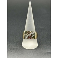 Mens 9ct Yellow Gold Diamond Signet Ring