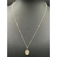 Unisex 10ct Yellow Gold Curb Link Chain & St Christopher Pendant 