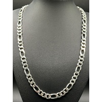 Mens Solid 925 Sterling Silver Figaro Link Necklace