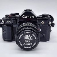 Canon Vintage A-1 35mm SLR Film Camera FD 50mm f/1.8 Lens 1984 Olympic Games Cap