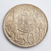 1966 Australia Round 50 Cent Coin Royal Australian Mint 80% Silver