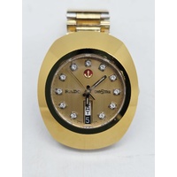 Rado DiaStar Automatic Mens Watch Gold Dial Day Date 648.0413.3 Swiss