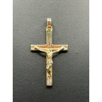  Unisex 9ct Yellow Gold Religious Crucifix Pendant