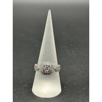 Ladies 10ct White Gold Diamond Cluster Halo Ring