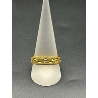 Unisex 22ct Yellow Gold Lazer Cut Pattern Ring