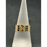 Ladies 18ct Three Tone Gold Stack Ring 