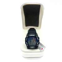 Lorus R2351AX-9 Sports Digital Alarm Chronograph Watch Black Blue With Box