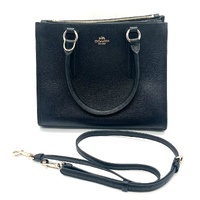Coach Mini Surrey Carryall Black Leather Satchel Crossbody Bag with COA