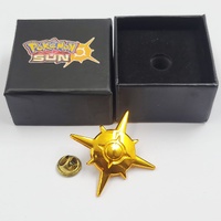 Pokemon Sun Collector's Gold Metal Pin Badge Official Collectible with Display Box