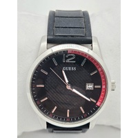 GUESS Perry W0991G1 Mens Watch Black Dial Rubber Strap Quartz 42mm