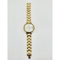 Elite Ladies Quartz Watch Gold Tone Bracelet Stainless Steel Back 5080379