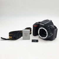 Nikon D5500 24.2MP DSLR Camera Body Only Black Low Shutter 6200 W/ Battery Strap