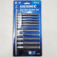 Kincrome K5523 11pc Metric Ball End Hex Socket Set S2 Steel 1/4" & 3/8" Drive