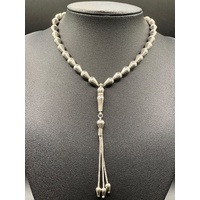 Unisex 925 Sterling Silver Muslim Tasbih Misbaha Prayer Beads with Tassel