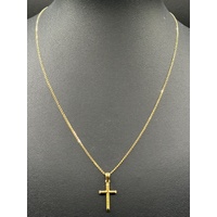 Unisex 9ct Yellow Gold Curb Link Chain with Cross Pendant