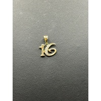 Ladies 9ct Yellow Gold CZ Number 16 Pendant