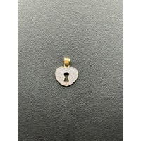 Ladies 9ct Yellow Gold White CZ Heart Keyhole Pendant