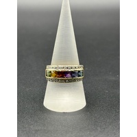Unisex 18ct Yellow Gold Multi-Coloured Gemstone & Diamond Ring