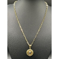 Unisex 18ct Yellow Gold Paperclip Link Chain with Medusa Pendant