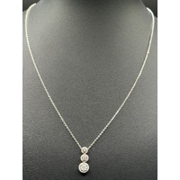 Ladies 18ct White Gold Cable Link Chain & Diamond Dangle Pendant