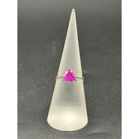 Ladies 18ct White Gold Pink Gemstone Ring