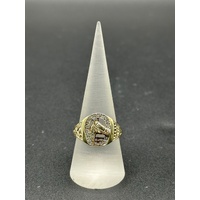 Men’s 9ct Yellow Gold 0.10ct Diamond Horse Head & Horseshoe Ring