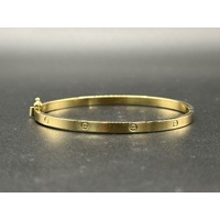 Ladies 18ct Yellow Gold Oval Hinged Bangle Bracelet 