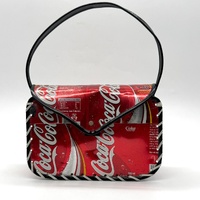 Coca-Cola Handmade Recycled Soda Can Tote Handbag Purse Red Silver
