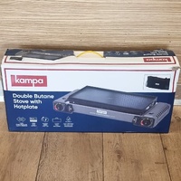 Kampa KAMPA6012 Double Butane Gas Camping Stove 2 Burner with Hotplate