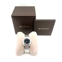 GUCCI 5500M Mens Diamond Date Quartz Watch 38mm Black Dial with Box