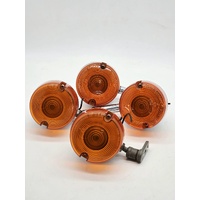 Harley-Davidson Front Rear Turn Signals Amber Chrome USA Made 4pc