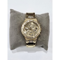 GUESS Ladies Gold Tone Crystal Set Multifunction Watch GW0320L2 36mm