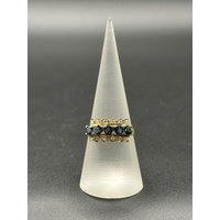 Ladies 14ct Yellow Gold Blue Sapphire & Diamond Ring