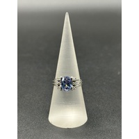 Ladies 18ct White Gold Blue Sapphire & Diamond Ring