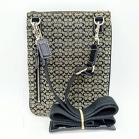 COACH Signature Canvas Leather Swingpack Crossbody Bag Black Grey Small + COA