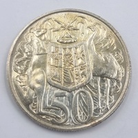 1966 Australian Round 50 Cent Coin 80% Silver Elizabeth II Royal Australian Mint