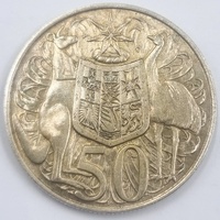 1966 Australian Round 50 Cent Coin 80% Silver Elizabeth II Royal Australian Mint
