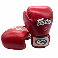 Fairtex BGV1 16oz Tight Fit Boxing Gloves Red Genuine Leather Thailand